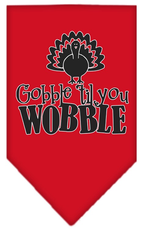 Gobble til You Wobble Screen Print Bandana Red Large